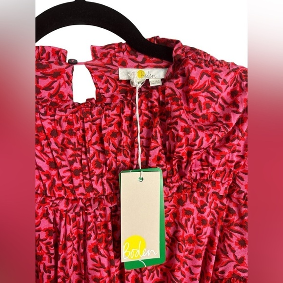 Boden Pink & Red Yoke Detail Belted Jersey Mini Dress Women’s Sz 12 Regular NWT - Picture 7 of 16